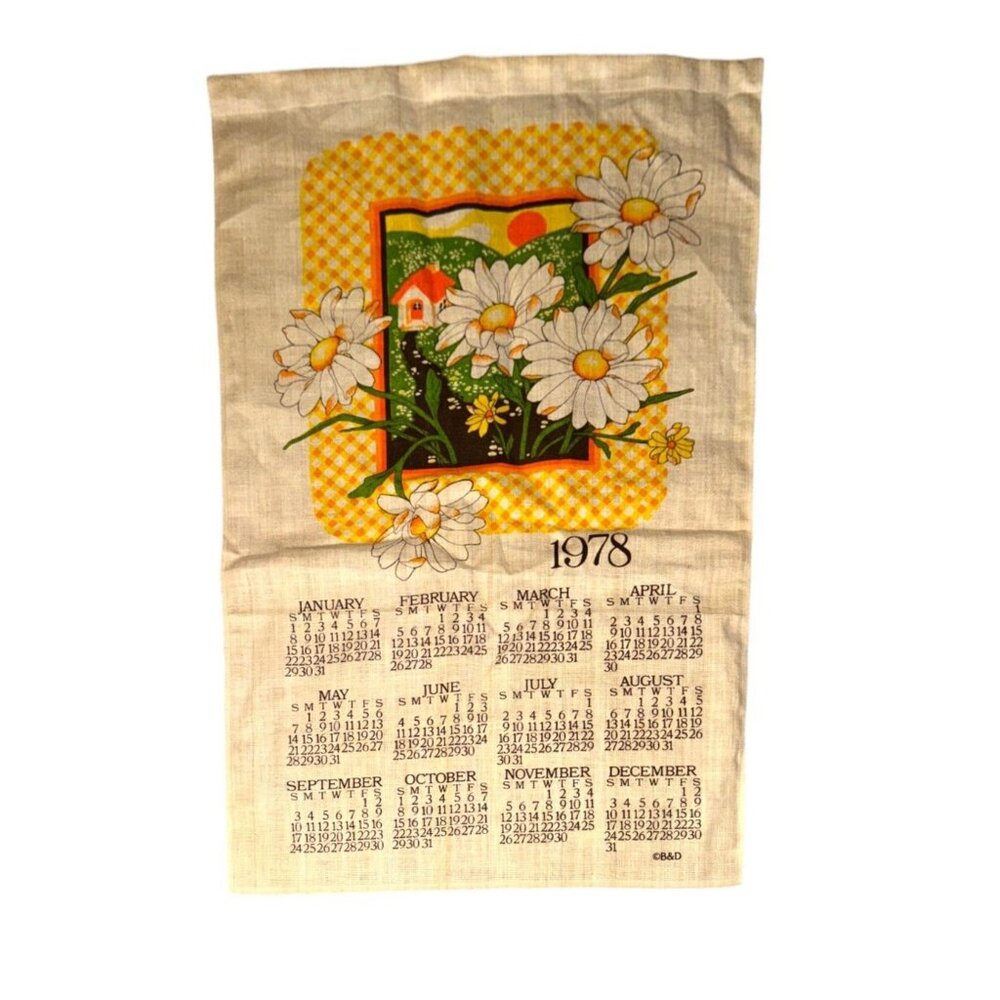 Vintage 1978 Cloth Wall Hanging Summer Daisy Theme